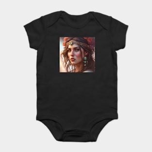 Elegant Female Portrait with Glamorous Fashion Baby Bodysuit